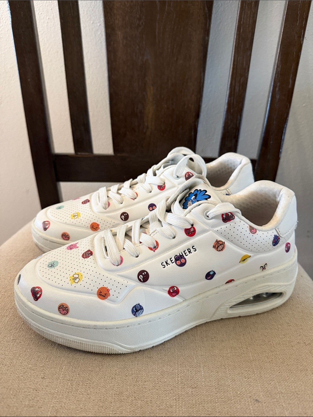 Skechers X Vexx Men’s Uno Court Multi Moji Sneakers White Size 8